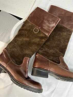 Women's Franco Barbieri women’s 8 brown Leather & Suede Riding Boots